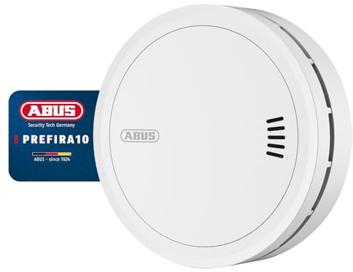 ABUS Rilevatore di Fumo Prefira 10 - Rilevatore Ottico Certificato Q-Label con Batteria da 10 Anni, Grande Pulsante di Test, Protezione Falsi Allarmi con Rete Anti-Insetti