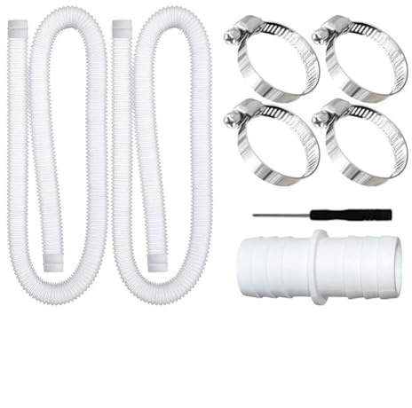 Vilgftyiet Poolschlauch 32mm für Poolpumpen und Gartenbewässerung, 1,5 für M weiß PE-Schlauch mit UV-Beständigkeit, knickfreier flexibler Schlauch inklusive 4 Edelstahlclips und Verbindungsstück