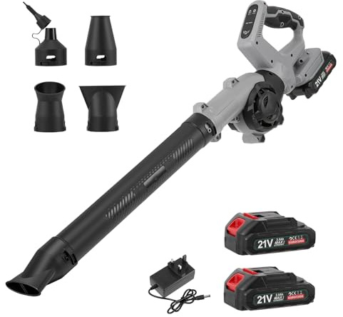 Cordless Leaf Blower, 160 MPH Max Speed, 168 CFM Max Air Volume, 3 Adjustable Speeds, 4 Interchangeable Nozzles, 2 Batteries Included – for Leaves, Snow, Patio, Pool Inflation