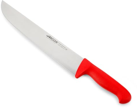 Arcos Coltello da Macellaio in Acciaio Inossidabile Nitrum – Ideale per Carne, Manico in Polipropilene, Sistema di Identificazione Colore per Uso Prolungato e Pesante – Rosso, Serie 2900