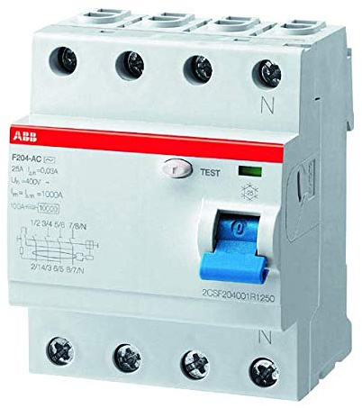 ABB F204A-63/0.1 4 Pole Residual Current devices RCD, 63 Amp Current, 100mA (2CSF204101R2630)