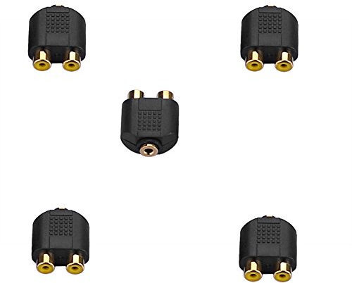 Sienoc 5PK Y Cinch Adapter 2 Chinch auf 1 Kopfhörer Klinke Buchse weiblich 3,5mm