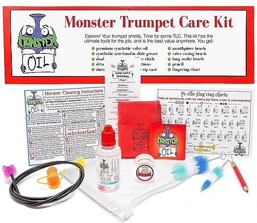 Monster Trumpet Cleaning Kit | USA-Based and Veteran-Owned! | Valve Oil, Slide Grease, and More to Take Care of and Clean Your Trumpet and Cornet!