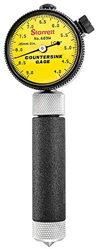 Starrett 689 m-2z mm avellanador cónico calibre de lectura con amarillo Dial, alcance de 100 Ángulo de 90 grados, 4 – 9 mm