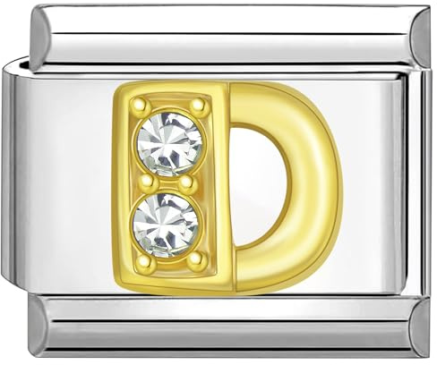 Quiges 9mm Italian Style Charm Modell Edelstahl Alphabet Buchstaben D für Italien Charm Armbänder