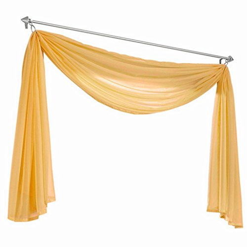 Olivia's Stylism Boutique Querbehang Deko Gardinen aus transparentem Voile Schals H*B 500 * 145cm Sonnengelb