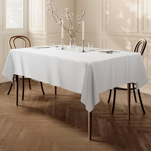 Qualitäts Tischdecke Textil Eckig 140 x 200 cm, Farbe wählbar Weiß