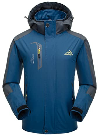Naudamp Chaqueta Impermeable al Aire Libre para Hombres Ligero Softshell Rain Coat Escalada Senderismo Ropa Montaña Multi-Bolsillos Rompevientos