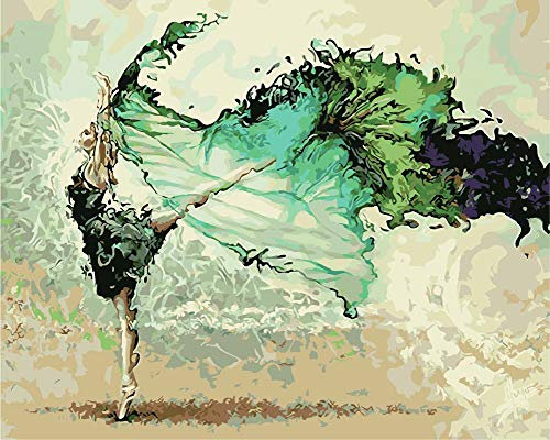 WOWDECOR DIY Malen nach Zahlen für Erwachsene Kinder Mädchen, Ballett Mädchen Zusammenfassung Elegant 40x50cm Vorgedruckt Leinwand-Ölgemälde (mit Rahmen)