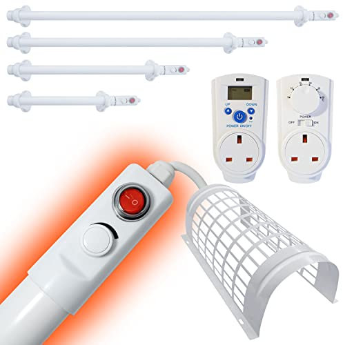 Elixir Gardens Low Energy Tube Heater Various Sizes 50-150cm | TH01 50cm + Guard + Digital Thermostat | Garage, Greenhouse & Household Heating & Bathroom Condensation Protection