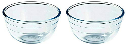 Pyrex O'Cuisine Kitchen Glass Round Mixing Bowl Microwave Safe 17cm 1.0 Litre (Pack of 2)