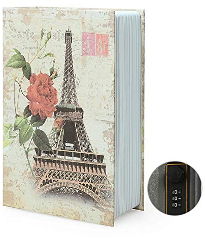 Boîte de rangement pour livre de détournement, coffre-fort secret pour dictionnaire avec serrure/clé à combinaison de sécurité, coffre-fort caché pour livre de détournement (Paris-Combinaison)
