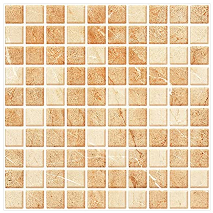 CONPHERON 10 Fogli Mosaico Carta Adesivi Sticker Decorativi per Piastrelle Cucina Vinile Impermeabile PVC Autoadesivo Carta da Parati per Bagno Cucina, 20X20cm, Mosaico 9