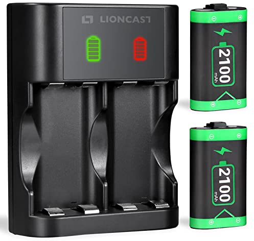 Lioncast Batería para el Mando de Xbox (2 baterías), batería Recargable para el Mando de Xbox, estación de Carga de baterías con Pantalla LED (batería para el Mando de Xbox Serie S y Xbox Serie X)