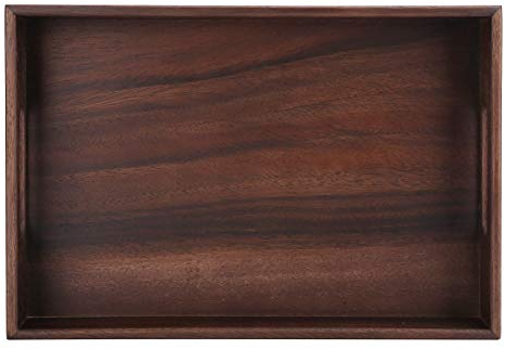 Bandeja de nogal - Rectangular de madera estilo japonés para aperitivos y bebidas, bandeja para café de oficina