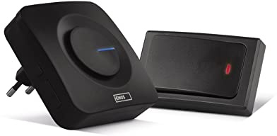 EMOS batterielose Funkklingel/Türklingel Set, 36 Melodien, 180m Reichweite, 4 Lautstärken bis 90 dB, Zusatz-Taste bestellbar