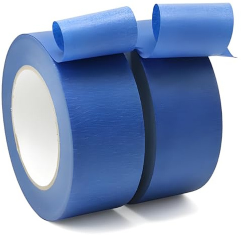 Iwinna Decorators Masking Tape 2 Rolls 28mm x 50m Each, 14 Days UV Resistant No Residue Painters Tape, Medium Adhesive Crepe Tape for Wall Decorating, Car Painting, DIY Crafts & Household Projects