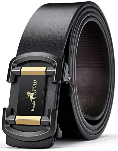Ceinture en cuir pour homme,Noir,Boucle automatique,Fermeture rapide,Ceinture à cliquet réglable sans trous,Pour robe décontractée,Pantalon en jean, Noir 09, 80cm-95cm Taille einstellbar
