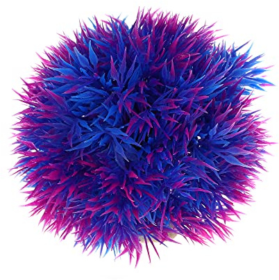 VOCOSTE 1 Stück Aquarium Kunststoff Pflanzen Gras Ball Blumenball für Aquarium Landschaft Pflanzen Dekoration Lila Blau 3.35x3.74 Zoll