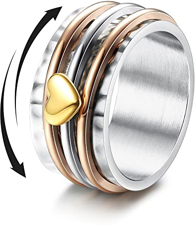 Magitaco Rostfritt stål spinner ringar fidget band ringar måne stjärna blomma fjäril ångestringar för kvinnor män, Metall, rostfritt stål