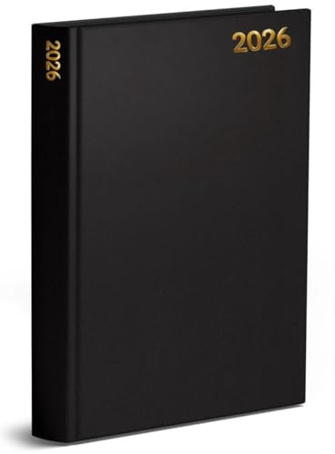Orbitron 2026 Diary A4 A5 A6 Week To View And Day A Page Dated From January 2026 To December 2026 Hardback Full Year Diary (Saturday Sunday Share Page) (A5 Day A Page, Black)