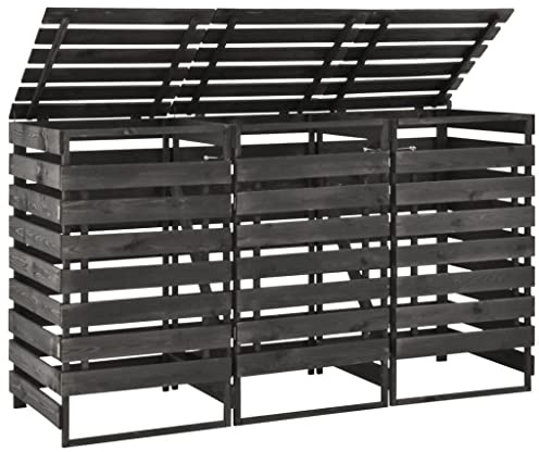 Bussandri Exclusive - Mülltonnenbox für 3 Tonnen 210x75x121 cm Kiefer Massivholz