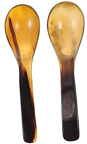 Tofficu 2pcs Horn Spoon Long Handle Rice Spoons Household Tableware for Kitchen Feeding