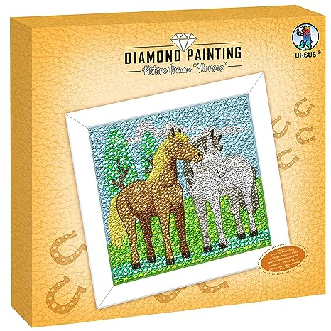 Ursus 43530002F - Diamond Painting Picture, Horses, Set mit Acryldiamanten, Picker, Tablett und Wachskleber, inklusive Bastelanleitung