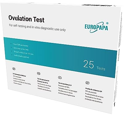 EUROPAPA® Healthcare 25 Stück Ovulationstest für Eisprung, Fruchtbarkeitstest für Frauen 25 mIU/mL Empfindlichkeit