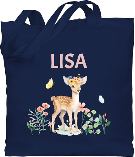 Geschenk mit Namen personalisiert by Shirtracer - Baumwolltasche - Reh mit Name personalisiert I Rehkitz I Rehe