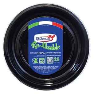 TEKHOME Piatti Plastica frutta,25/50/75/100/125/150 Pezzi piatti plastica colorati lavabili e riutilizzabili Rotondi per Compleanno,Festa, Matrimonio,Fai da Te Fatti a Mano (NERO, 25)