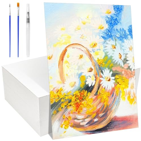 LPAMABA 140 Blätter Aquarellpapier 300g Aquarellblock Watercolor Paper Weiß Aqurellpapierblock Aquarell Karten blanko mit Pinsel Wasserpinsel Stifte, Künstler Acryl Papier Malpapier(12,7 x 17,8 cm)