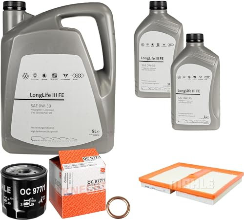 Inspektionspaket Wartungspaket Filterset mit 7 L 0W-30 Motoröl LongLife 3 FE, Ölfilter Luftfilter Ölablassschraube-Dichtring