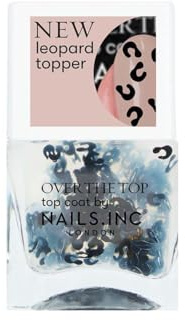 Nails Inc Over The Top, Prowling In Paddington, Black Leopard, Animal Print, Confetti, Top Coat, Glossy, No Chip, Long Lasting, Quick Dry, Air Dry, Professional Manicures, Vegan Nail Polish, 14 ML