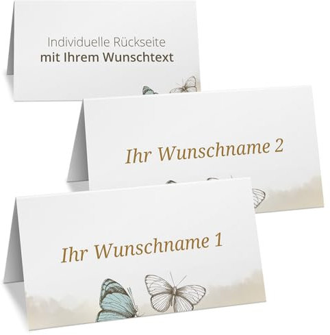 Einladungskarten Manufaktur Hamburg 10 PERSONALISIERTE Tischkarten mit verschiedenen Gäste-Namen | Kärtchen zur Hochzeit Geburtstag Kommunion Konfirmation Taufe Namenskarte Platzkarte Design 22