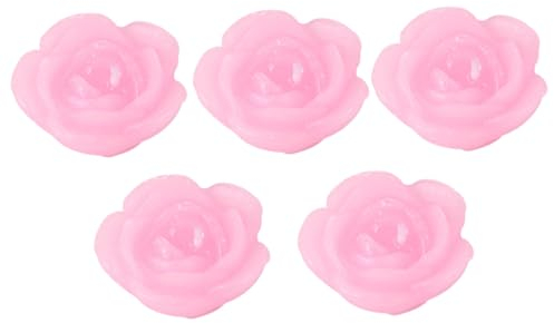 GOOHOCHY 5stücke Rosenförmige Schwimmkerzen Aus Paraffinwachs Romantische Wasserkerzen Für Hochzeitsdekoration Und Festessen Lang Anhaltend Rosa