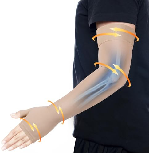 Hiball Manga de compresión médica para el brazo con guantelete, 20-30 mmHg, compresión graduada larga, soporte de brazo completo