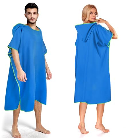 DIELOVEHUA Surfponcho för män och kvinnor, Poncho, badrock med huva, mikrofiber, badponcho, handduk, snabbtorkande, för surfing, simning, camping