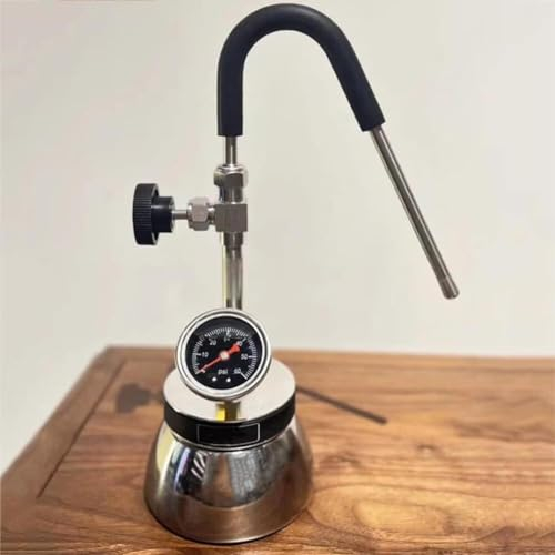 Montalatte, Macchina for schiumare Acqua Bollente a Vapore, con Ugello a 3 Fori, Manometro, Bollitore in Acciaio Inossidabile, Fiamma Libera e Riscaldamento Piano Cottura a Induzione