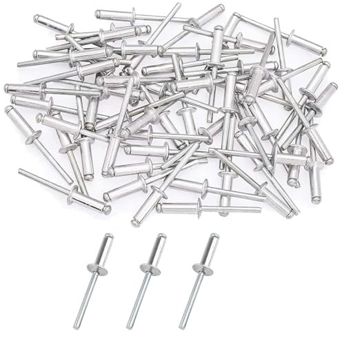 50 Stück Aluminium-Blindnieten, Pop-Nieten mit offenem Ende für Holzbearbeitung Möbel Blech Kraftfahrzeuge Mechanische Ausrüstung Industrie, 4 x 10mm
