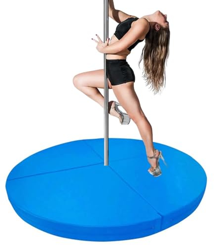 Pole Dance Matte Faltbare Stangentanz-Absturzmatte für zu Hause, 4ft 5ft 6,6ft Kreisförmiges Fitness-Crashpad für Aerial Hoop/ Stripperstange, Yoga-Übungs-Tanzkissen ( Color : Blue 2 , Size : 120cmx3c