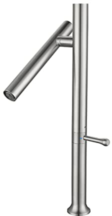 Küchenarmatur, einfacher Stil, schwenkbar, heißes und kaltes Wasser, Einhand-Wasserhahn für Waschbecken, Badezimmer, Waschbecken mit Zulaufschlauch, Silber