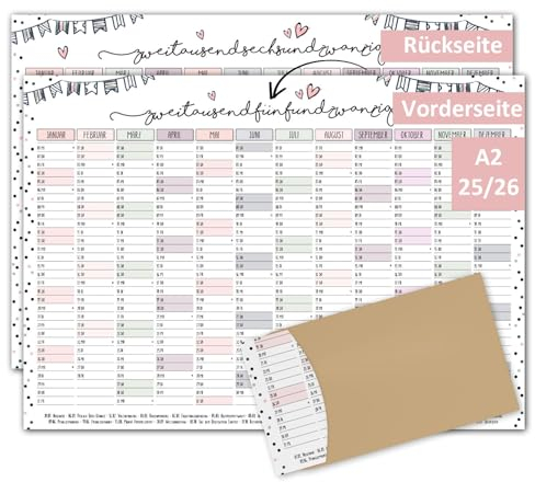 Timr Wandkalender 2025 inkl. 2026 Motiv Konfetti - DIN A2 Kalender 12 Monate I beidseitig I tr287