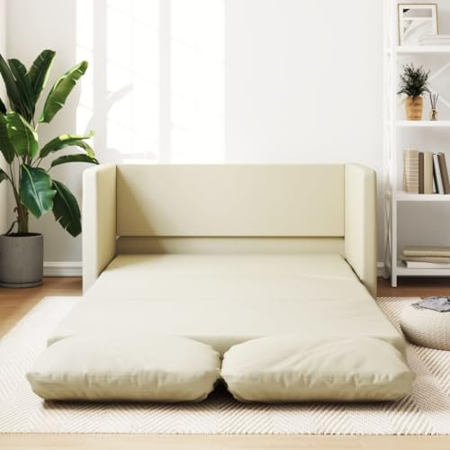 Willood Bodensofa mit Schlaffunktion Creme 112x174x55 cm Kunstleder Loungesofa Lounge Sitzmöbel Wohnzimmer Sofas353974