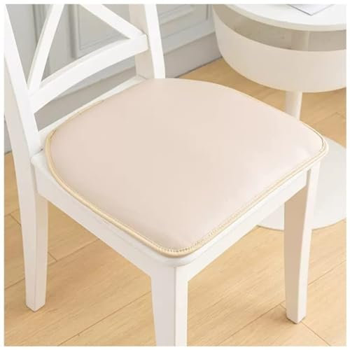 Stuhlkissen Für Esszimmerstühle, Leder Küchenstuhl Kissen, Hufeisen Form Sitzkissen Und Esszimmer Stuhl Pad 43 * 40 cm rutschfeste Gummi Rückseite 2/4/6 Packs,Khaki,6pcs