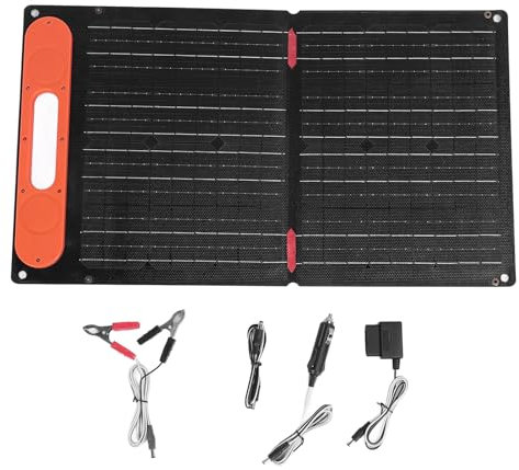 60W Portable Solar Panel, Foldable Solar Charger with 12V PD Fast Charging, USB, Type C & DC Output, Car Battery Charger for Portable Power Station, Phone, Laptop, RV, Camping