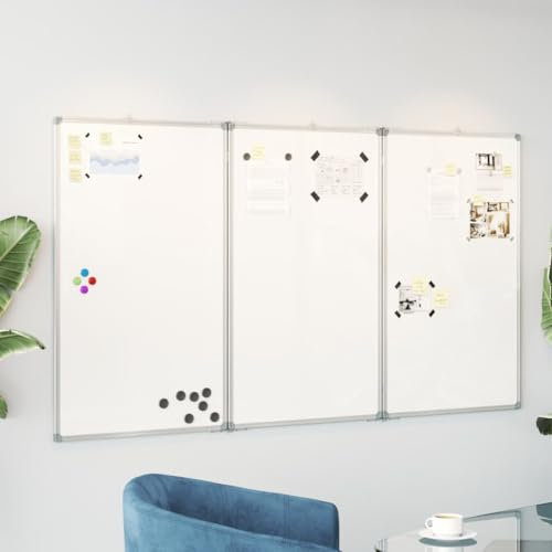 Tidyard Tableau Blanc magnétique Pliable 180x80x1,7 cm Aluminium