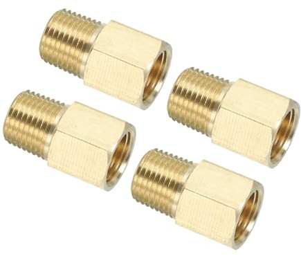 PATIKIL 4 Paquete de Adaptadores de Tubería de Latón, Casquillo Hexagonal, Adaptador Reductor de 1/8 NPT Macho a 1/8 NPT Hembra para Extensión Tubería en Grifo de Bañera y Ducha, Dorado