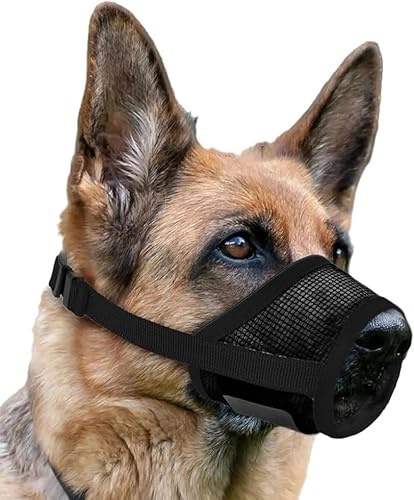 FDEETY Bozal Malla Transpirable Ajustable Seguridad Canina Entrenamiento Mascotas Razas Grandes Medianas Pequeñas Protección