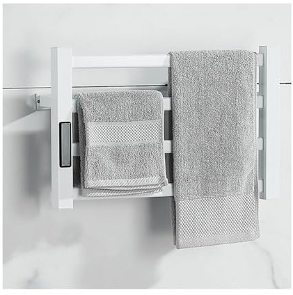 WRJAHCG Termoarredo Portasciugamani da Bagno Termostato,Basso Consumo Radiatore per Bagno,Scaldasalviette Elettrico Bagno da Parete,A White,Left Line